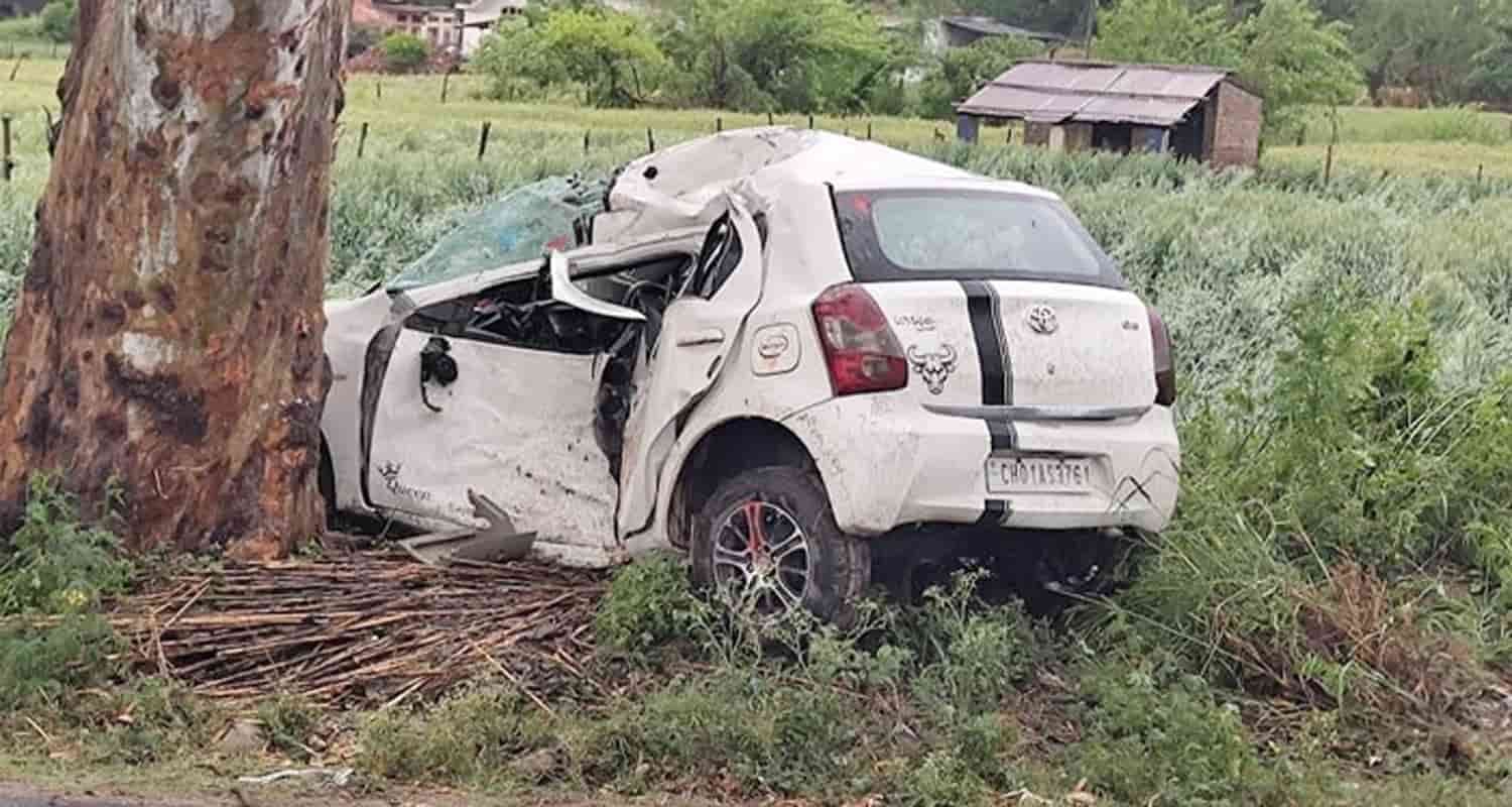 Himachal una car collides tree girl loses her life two people seriously injured