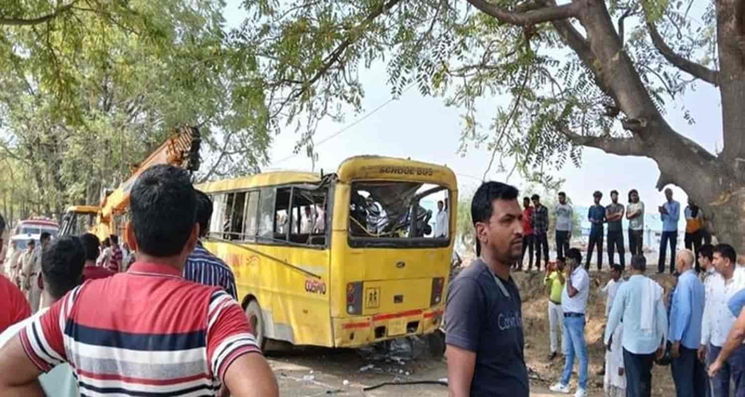 Himachal neighboring state haryana school bus overturned six children