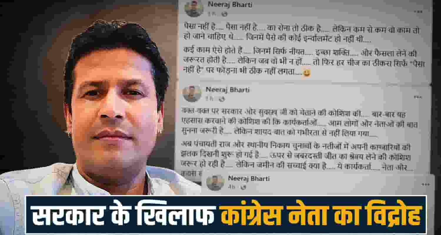 Himachal Congress Vice President Neeraj Bharti MLA Resignation Social Media Posts CM Sukhu