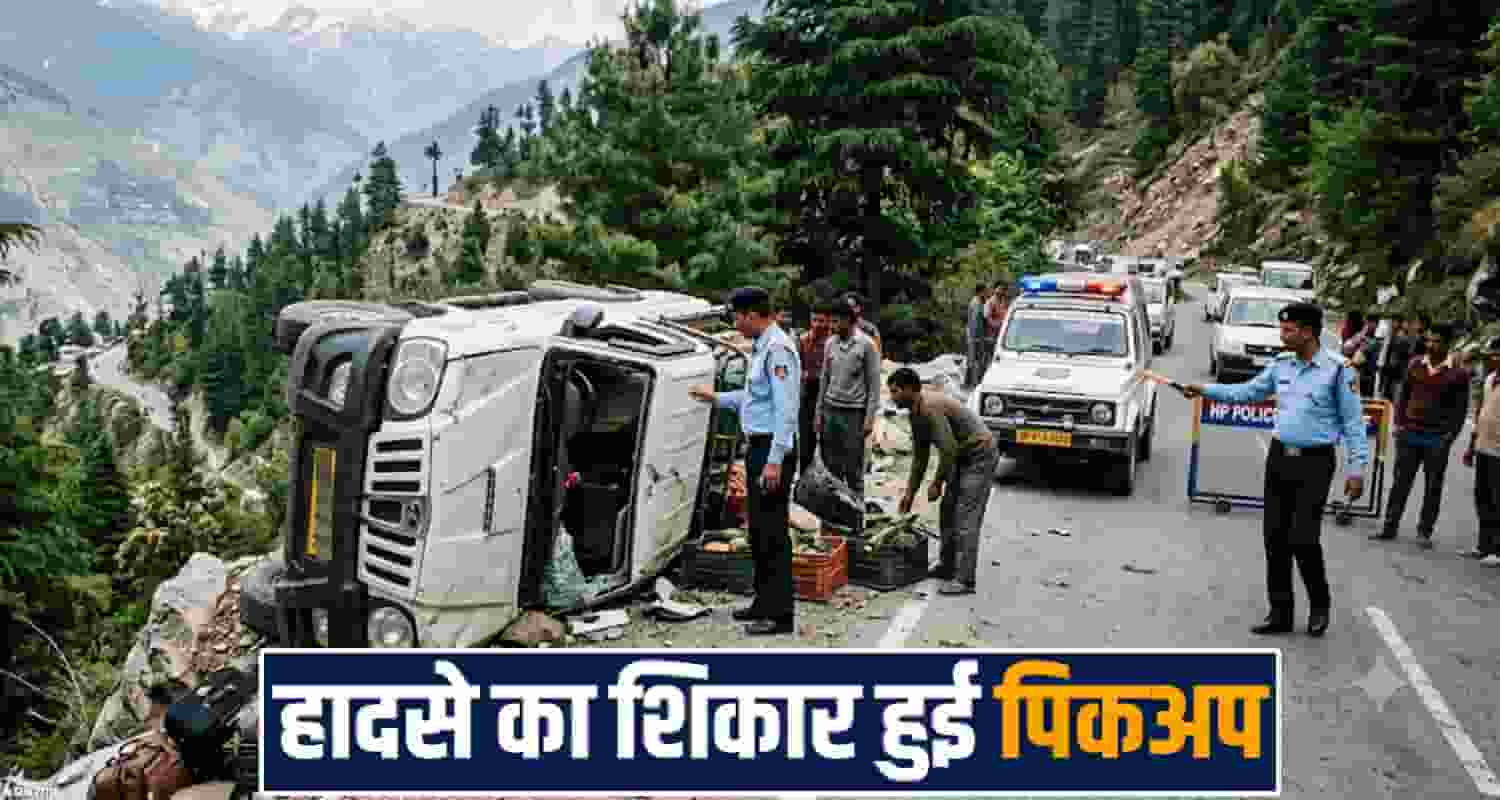 pickup six people apple picking farming rampur road himachal deep ditch