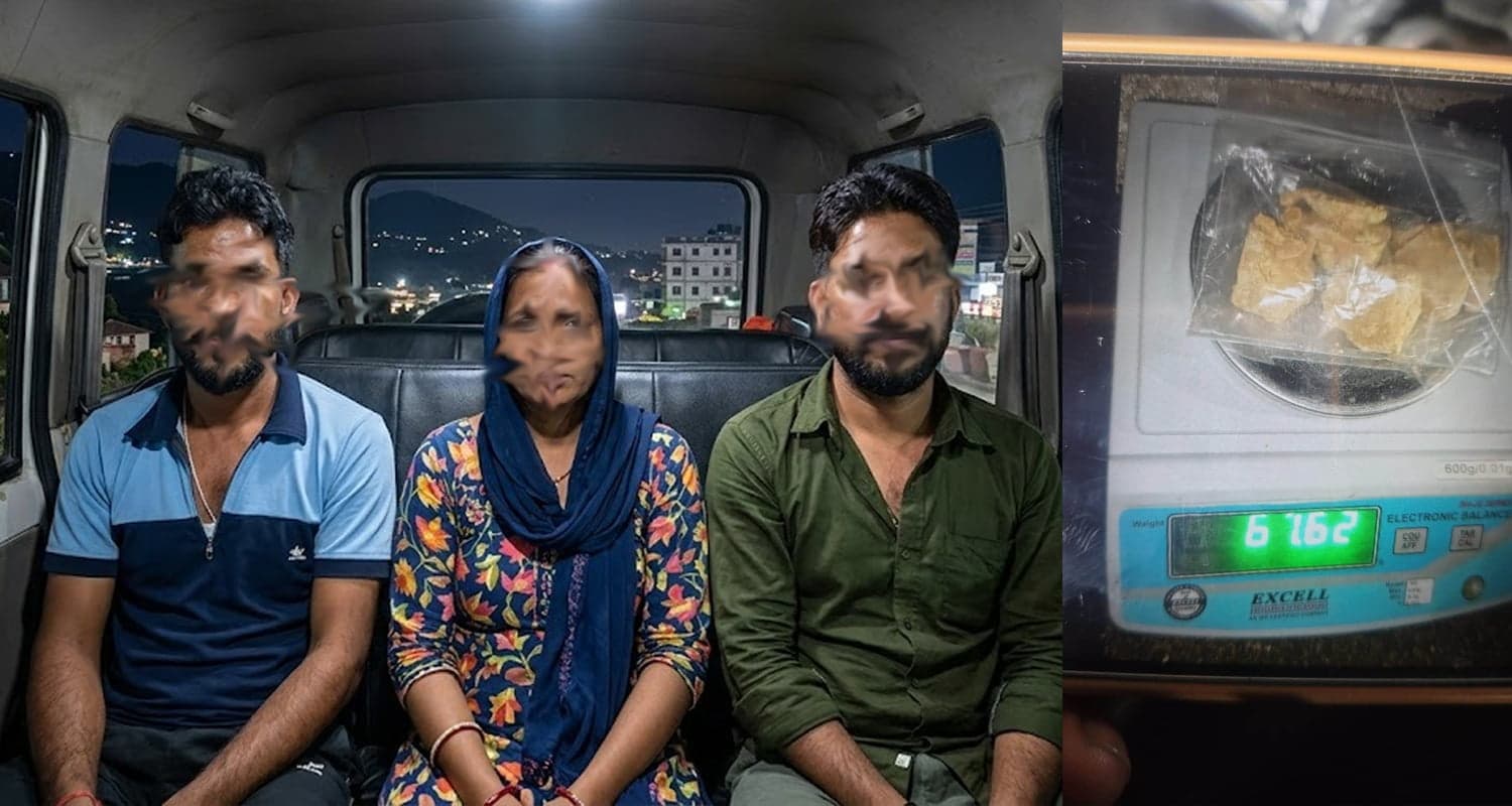 हिमाचल में टैक्सी से मिला लाखों का चिट्टा, पंजाबी महिला समेत 3 तस्कर गिरफ्तार two men women chitta smugglers taxi car kangra road police checking