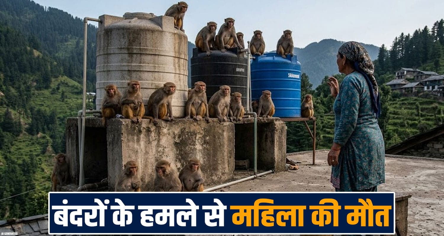 हिमाचल : टंकी में पानी देखने गई महिला पर झपटे बंदर, छत से आंगन में गिरी- IGMC में तोड़ा दम 63 years women house roof monkeys group shimla igmc treatment himachal