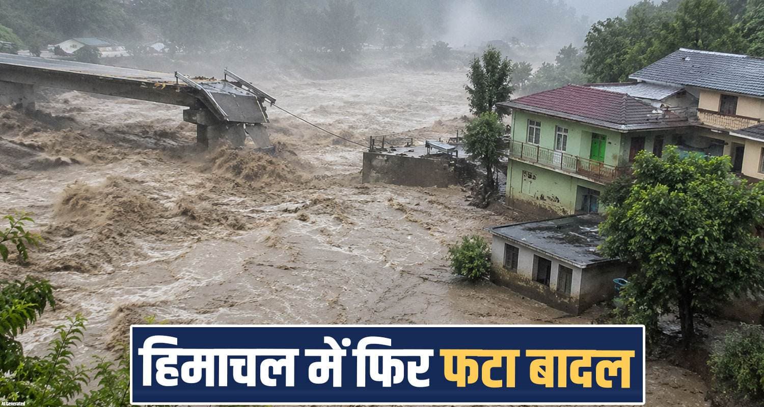 हिमाचल में फिर फटा बादल : पुल बहने से मची तबाही, घरों व खेतों में घुसा पानी cloud burst lahaul spiti himachal monsoon disaster
