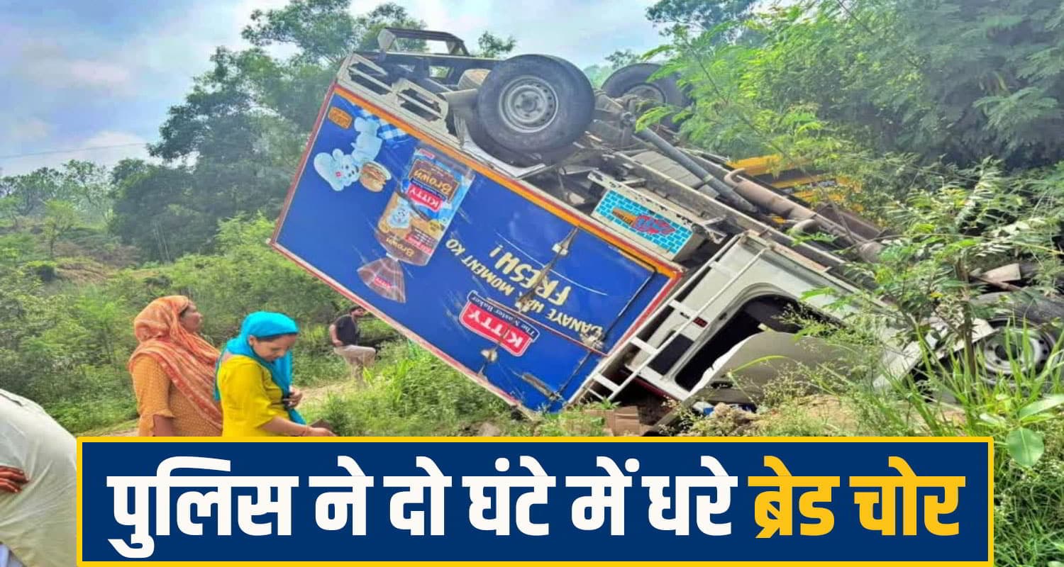 लो जी... हिमाचल में ब्रेड से लदी पिकअप ही चुरा ले गए चोर, भगाने के चक्कर में खाई में गिरी; दो धरे Una Pickup Theft
