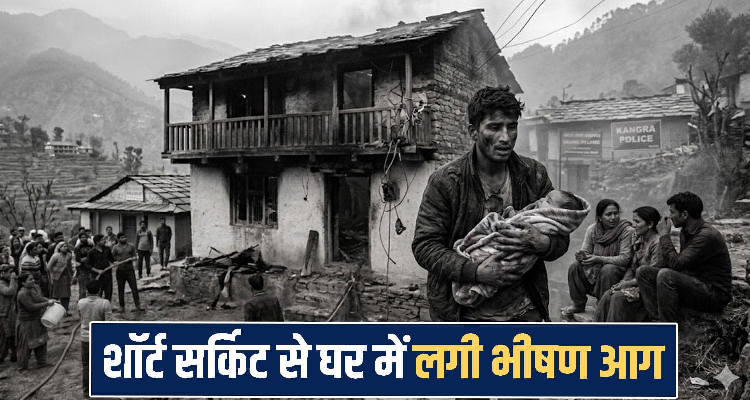हिमाचल : शॉर्ट सर्किट से घर में लगी आ*ग, अंदर फंसी थी 4 माह की बच्ची, बचाने गया युवक... himachal kangra short circuit