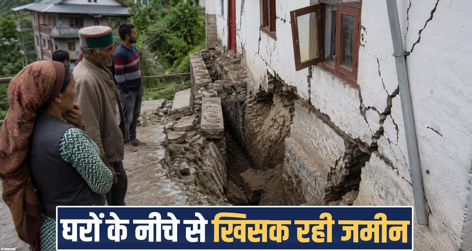 हिमाचल : जमीन के नीचे मची हलचल से सहमे लोग- 100 घरों पर खतरा, दीवारों में पड़ी दरारें shakral malyana land subsidence landslide risk houses crack shimla himachal monsoon